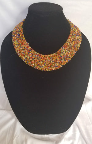 Interwoven Multi colored Women's Beaded Necklace