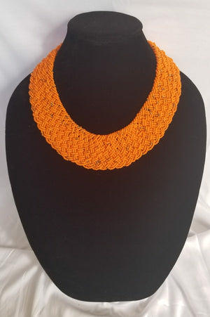 Interwoven Orange & Gold Specs Necklace