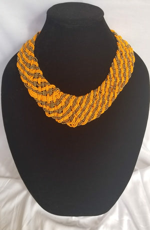 Interwoven Orange & Gold Necklace