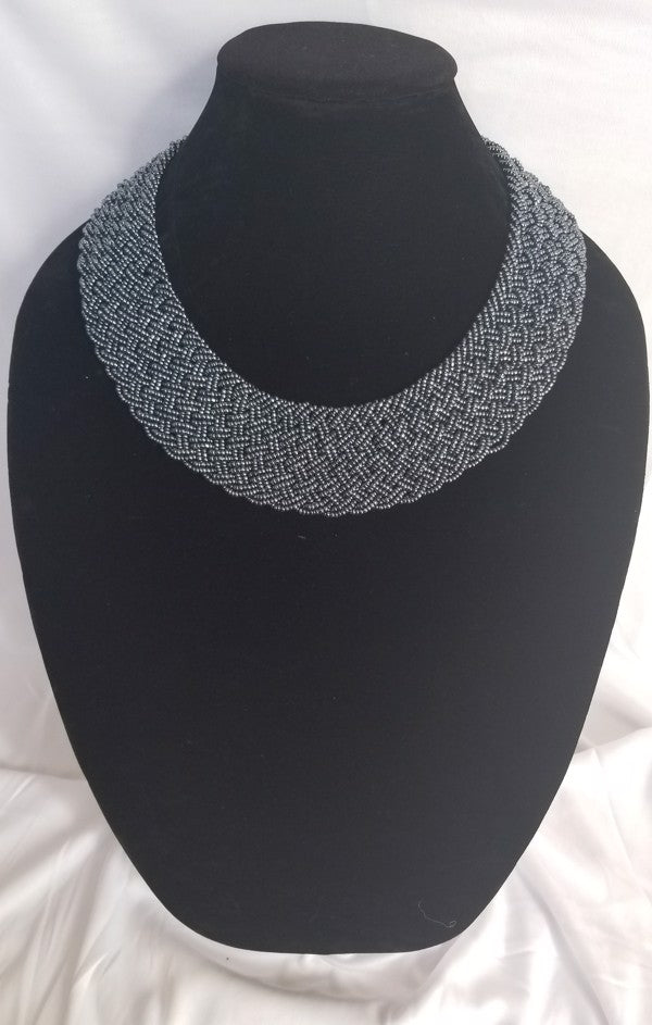Interwoven Platinum Beaded Necklace