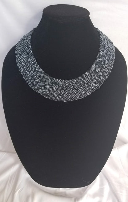 Interwoven Platinum Beaded Necklace