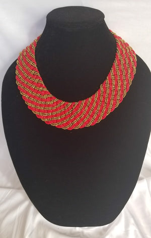 Interwoven Red & Gold Necklace