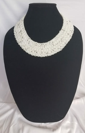 Interwoven White Bead Necklace
