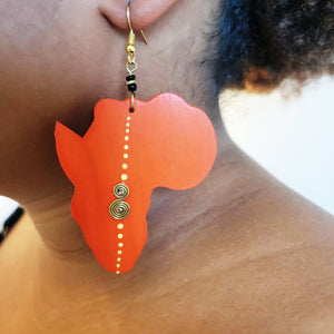 Orange African Map Earrings