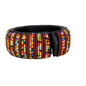 Leather lined Brown & Multicolored  Bracelet
