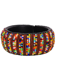 Leather lined Brown & Multicolored  Bracelet
