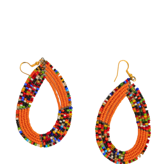 Orange Masai Beads Earrings