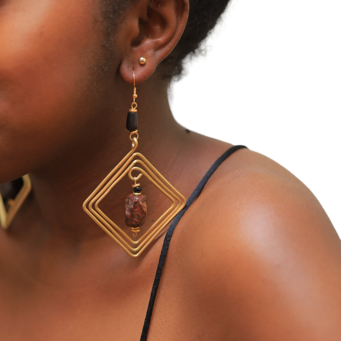 2 Brass Squares Necklace Set