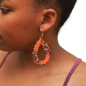 Orange Masai Beads Earrings
