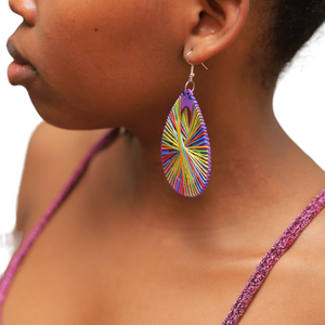 Oval Threaded Purple Earrings