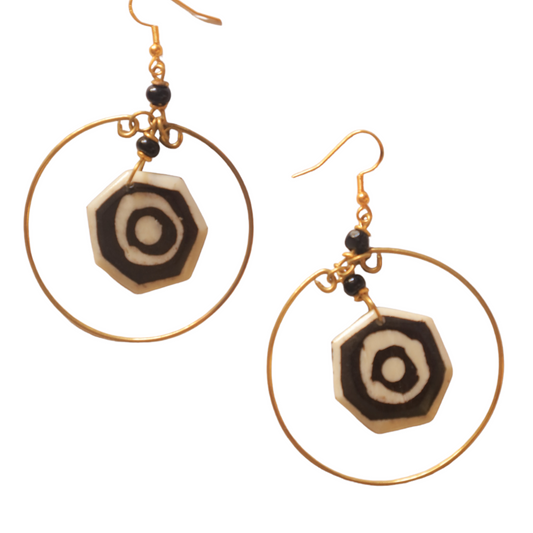 Bone & Brass Hoop Earrings