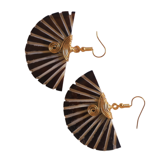 Parted Brown Bone Earrings