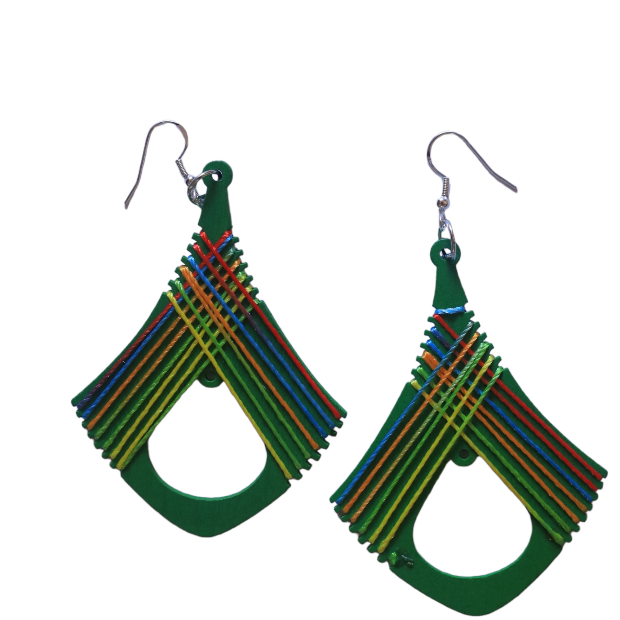 Threaded Green Bell Earrings