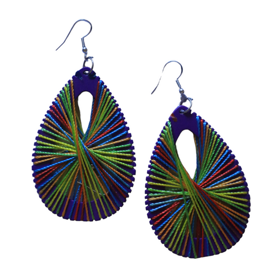 Oval Threaded Purple Earrings