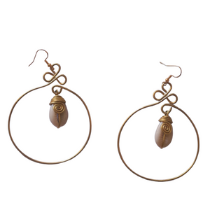 Brass Hoop w/ Shell Earrings
