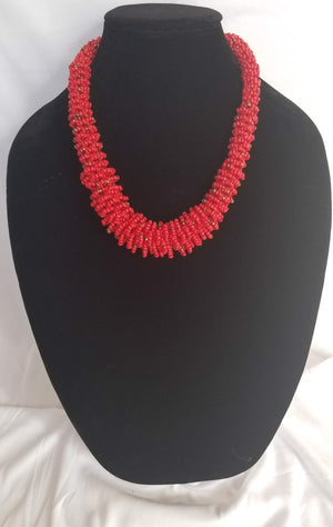 Red & Gold Beaded necklace