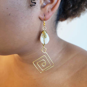 Brass with Cowrie Shell Earrings