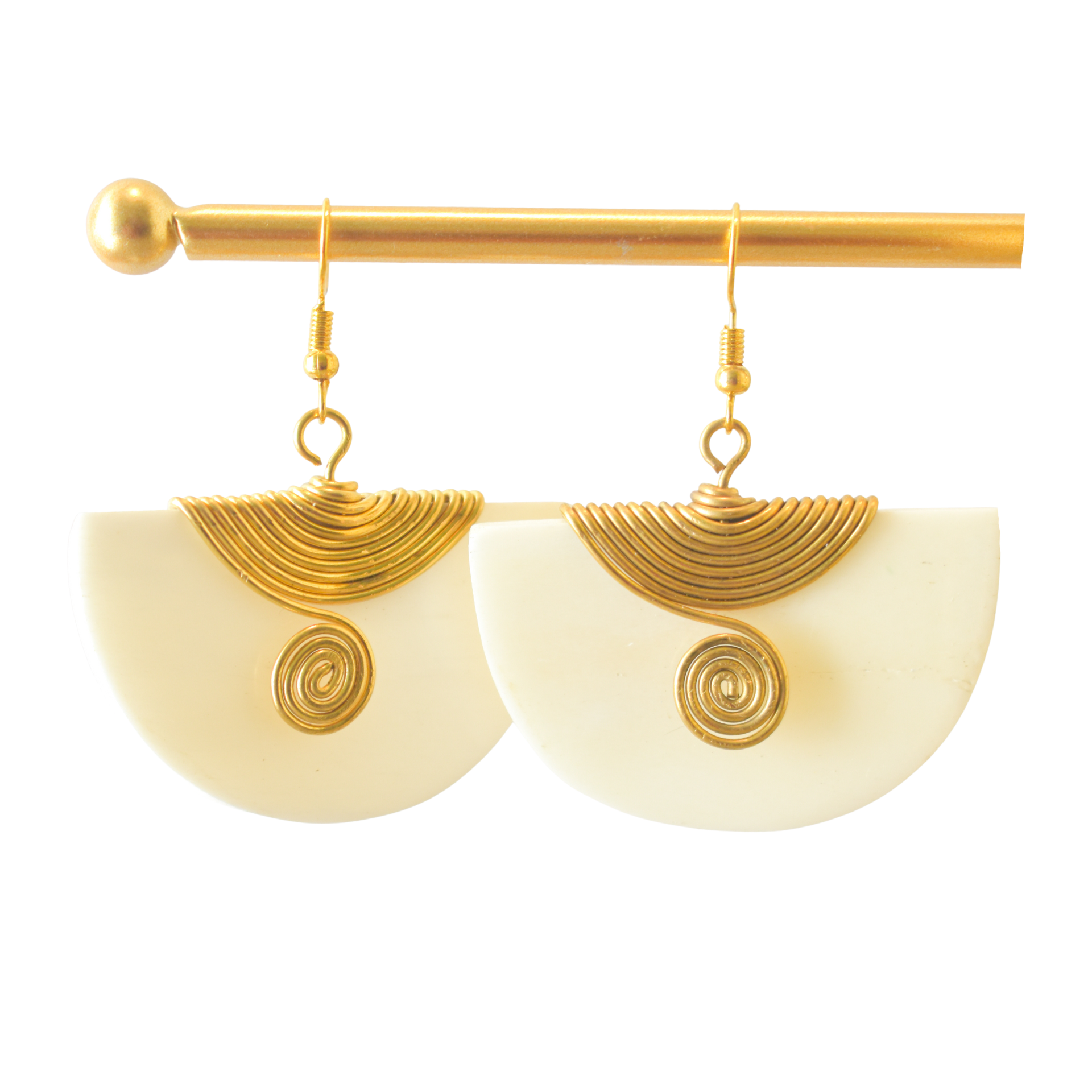 Bone with Brass decorations Earrings