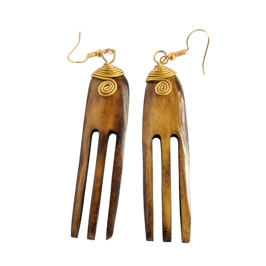 Brown Bone Comb  Earrings