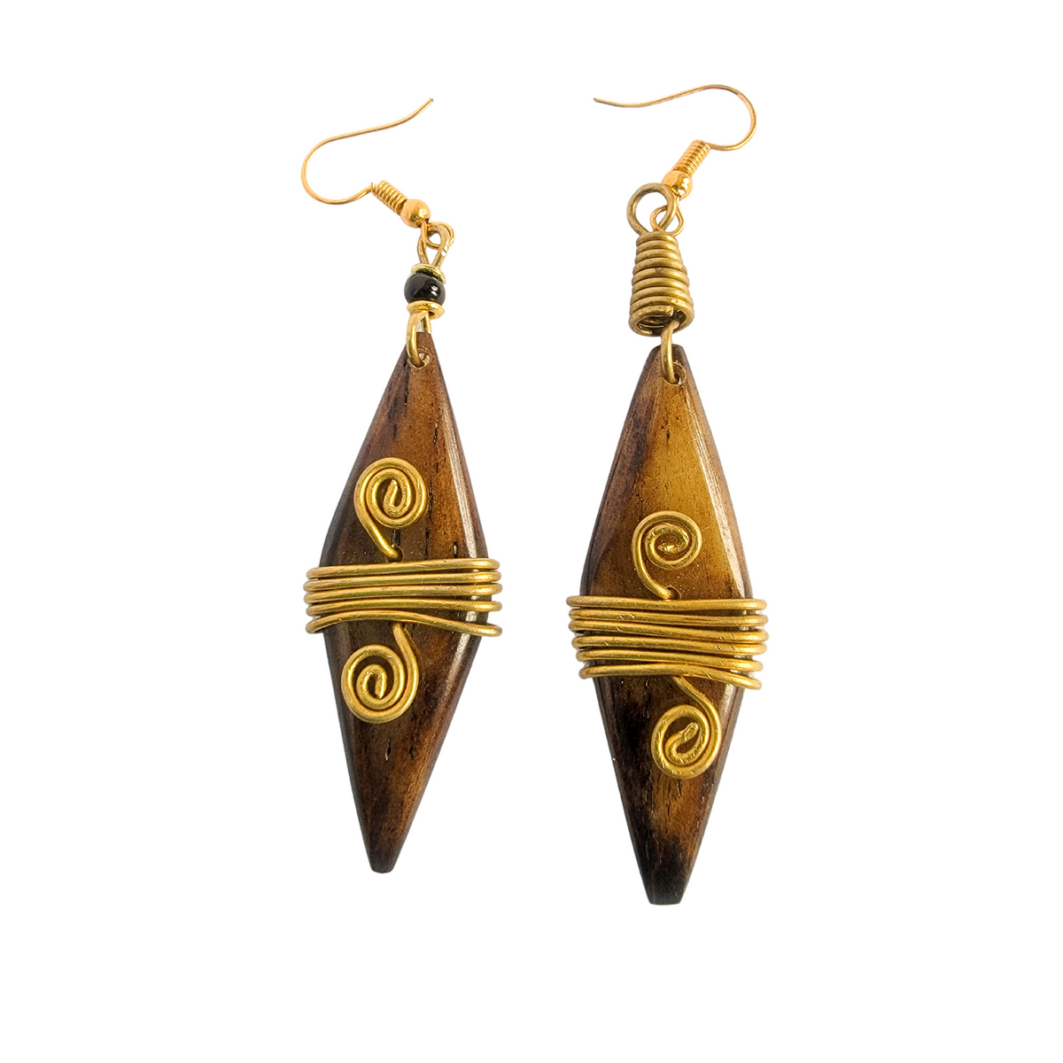 Long Diamond Brown Bone Earrings