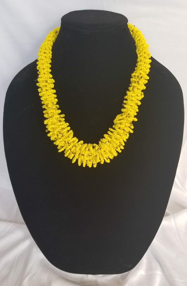 Yellow & Gold Beaded necklace
